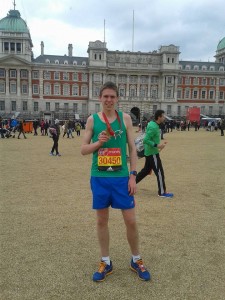 Jamie at the London Marathon after a 2hrs 53min